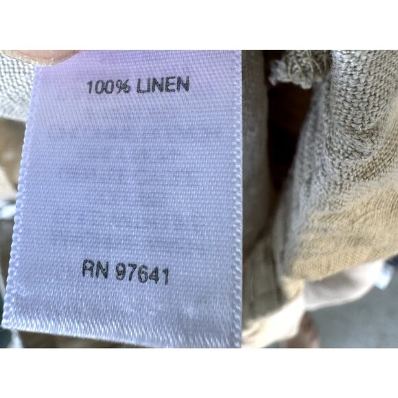 J. Jill Love Linen 100% Linen Beige Cropped Pants Sz M Elastic Waist w Pockets - Picture 7 of 7